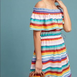 Anthropologie Off-Shoulder Striped Dress